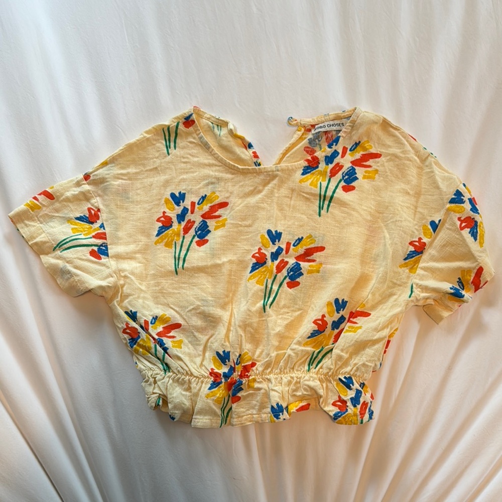 Floral Print Yellow Crop Top